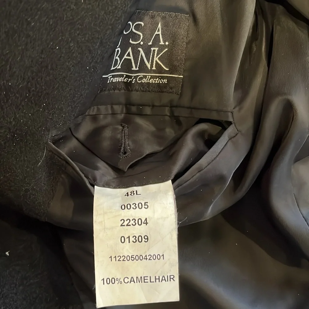 📕🥑Jos. A Bank Tailored Fit camel hair sports coat blazer black 48L